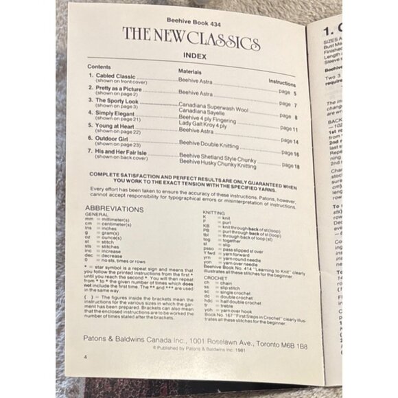 Vintage Beehive Pattern Book 434 Knitting Patterns Sweaters Cardigans Vests - Picture 4 of 6